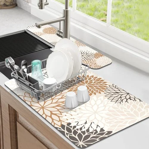 Innovative 2PCS 16 x 24 Dish Drying Mat 24 x 5.5 Sink Splash Guard Advanced