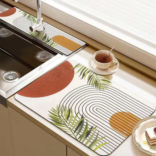 Modern 19.5 x 12 Dish Drying Mat 24 x 5.5 Sink Splash Guard Convenient