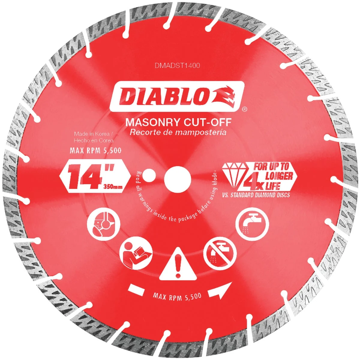 Soft Diablo 14 In. Segmented Turbo Rim Dry Wet Diamond Blade Relaxed