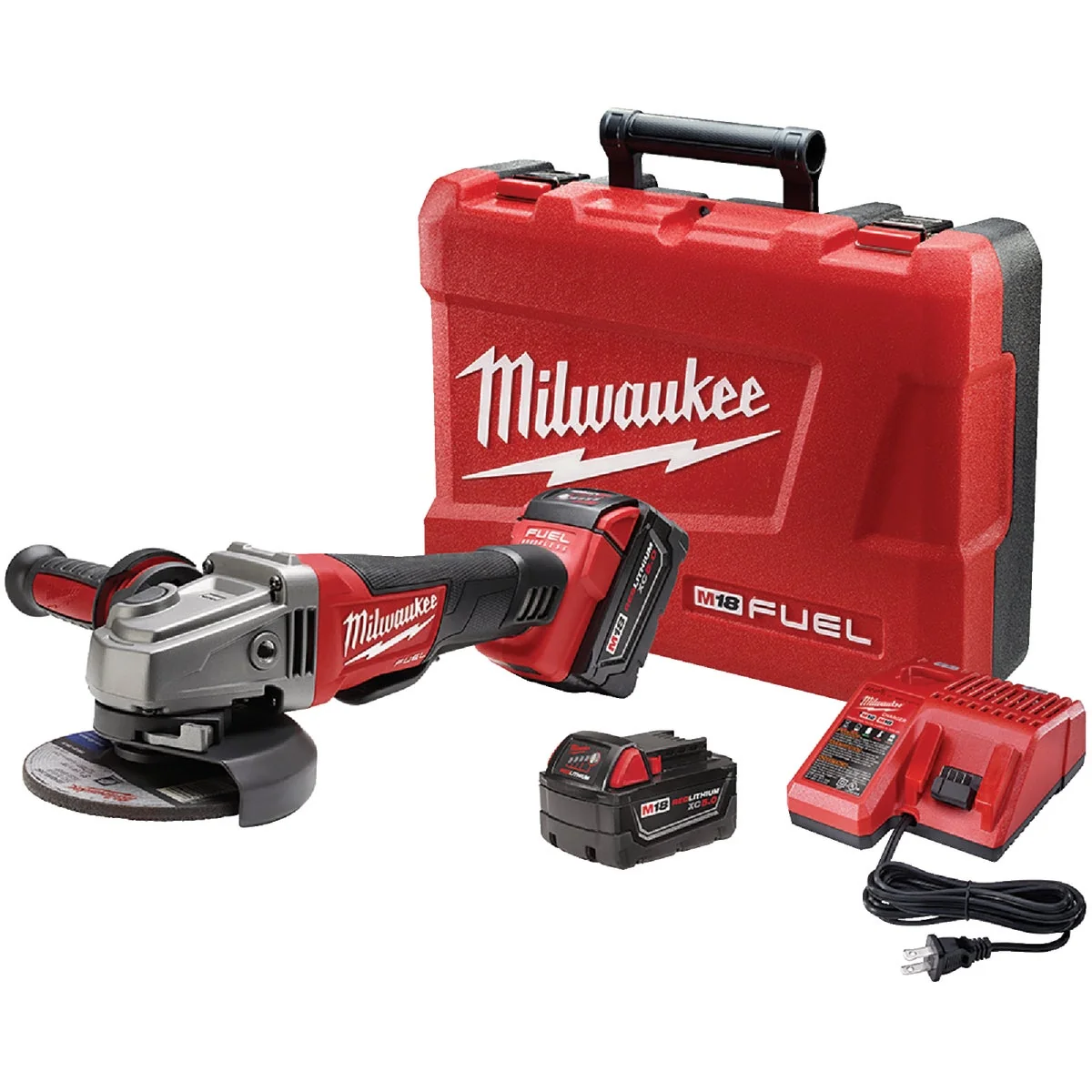Proven Milwaukee M18 FUEL 18-Volt Lithium-Ion 4-1 2 In - 5 In. Brushless Cordless Angle Grinder Kit with Paddle Switch No-Lock Verified