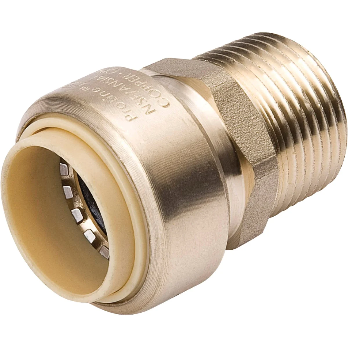 Contemporary ProLine 1 2 In. x 1 2 In. MPT Brass Push Fit Adapter Detailed