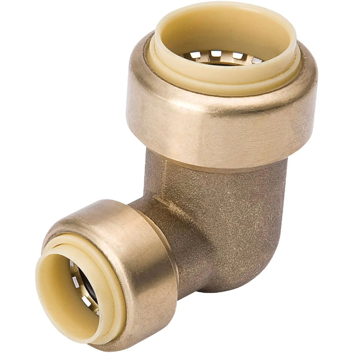 Smooth ProLine 3 4 In. PF x 1 2 In. PF 90 Deg. Push Fit Brass Elbow 1 4 Bend Classic