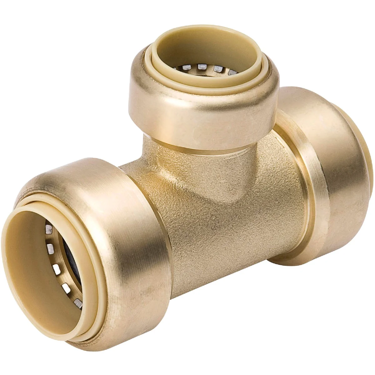 Practical ProLine 3 4 In. x 3 4 In. x 1 2 In. Push Fit Brass Tee Enhanced