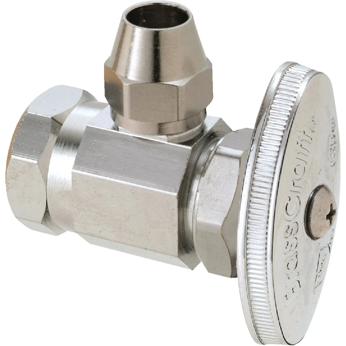 Genuine BrassCraft 1 2 In. FIP x 3 8 In. OD Flare 90 deg Angle Valve Environmentally Friendly