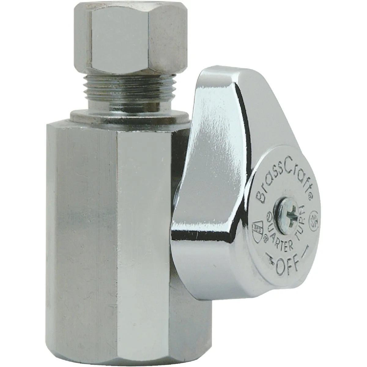 Certified BrassCraft 1 2 In. FIP x 3 8 In. OD CMP Brass Quarter Turn Straight Valve Lightweight