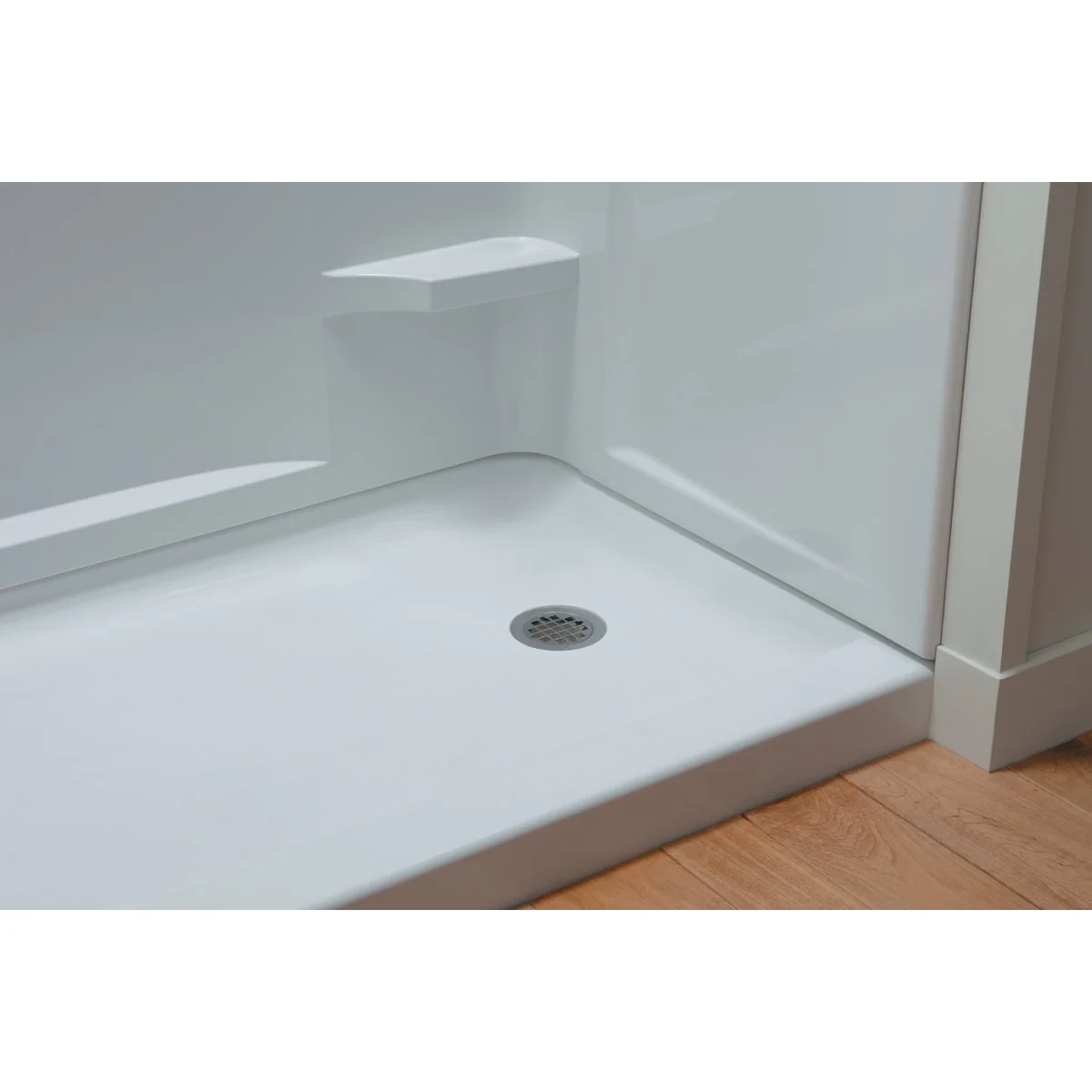 Effective Sterling Ensemble 60 In. W x 30 In. D Left Drain Shower Floor Base in White Casual