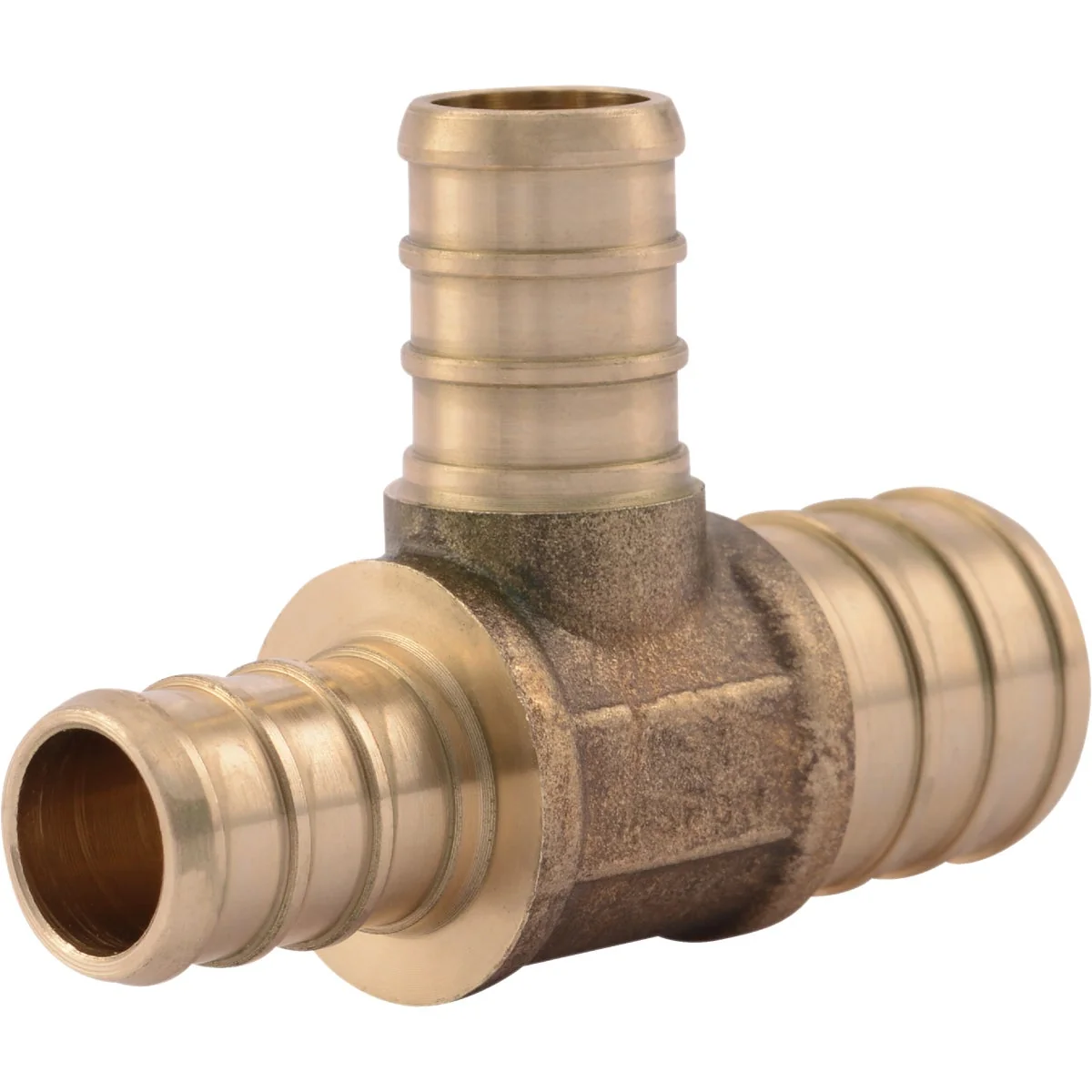 Stylish SharkBite 3 4 In. x 1 2 In. x 1 2 In. Barb Reducing Brass PEX Tee 10-Pack Powerful