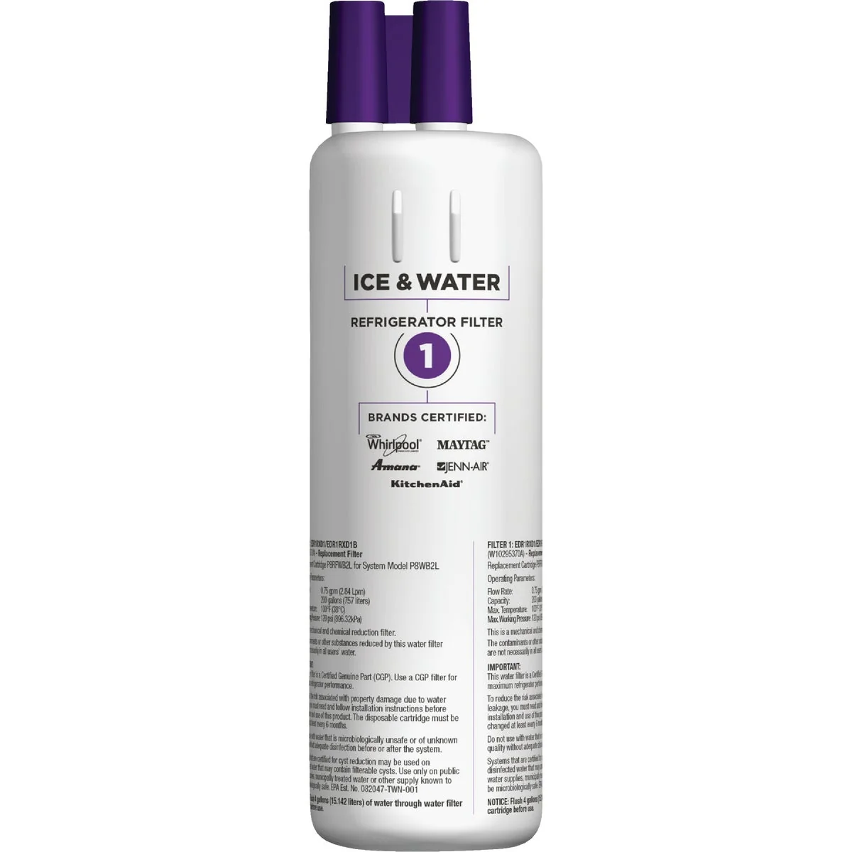 Certified EveryDrop by Whirlpool Filter 1 Icemaker Refrigerator Water Filter Cartridge Detailed