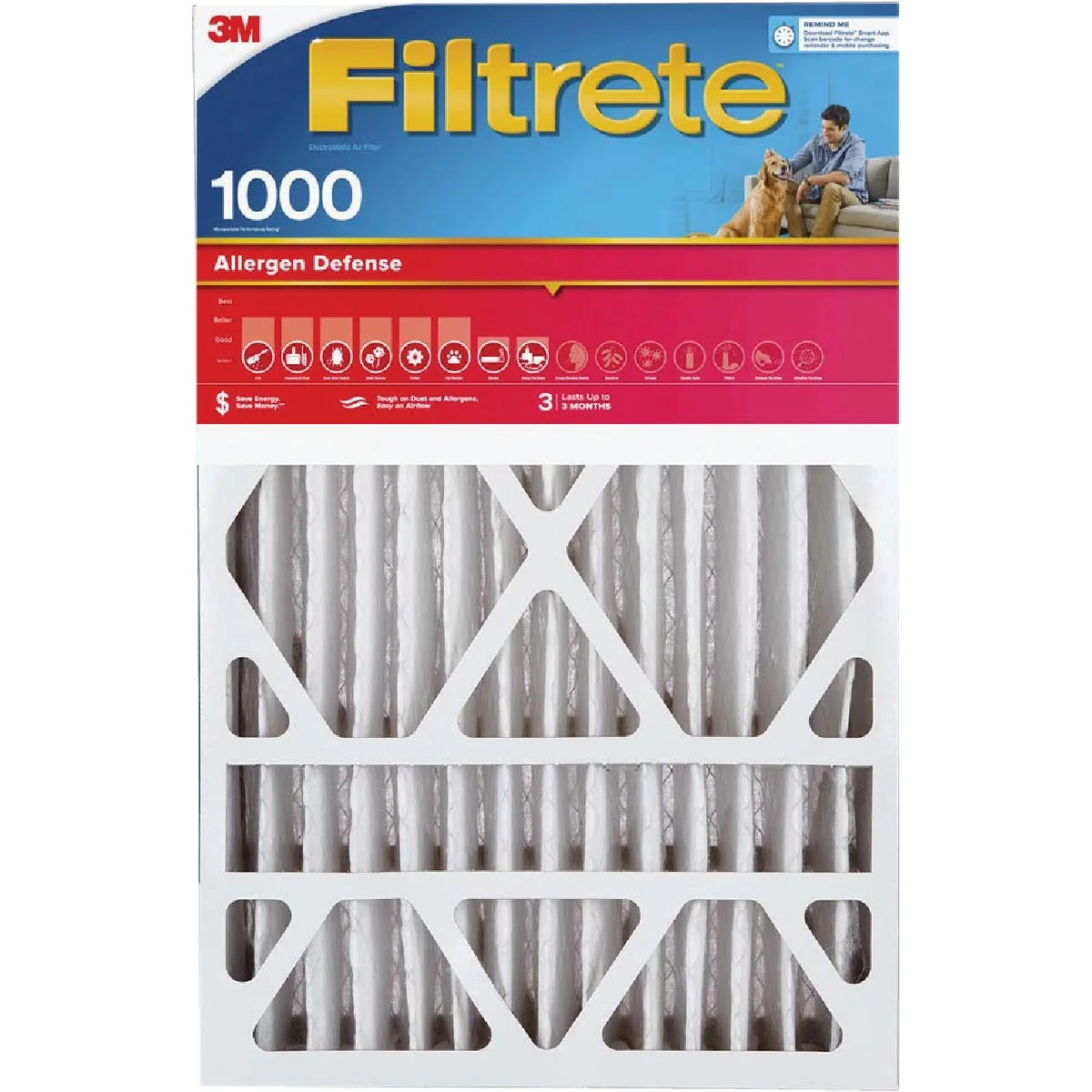 Sophisticated 3M Filtrete 16 In. x 25 In. x 1 In. Allergen Defense 1000 1085 MPR Furnace Filter 2-Pack Contemporary