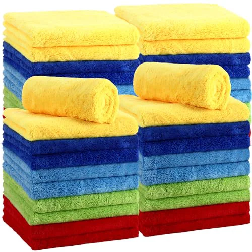 Versatile 30 Pcs 16 x 16 Inch Edgeless Microfiber Plush Towels for Cars Detailing Drying Wash Polishing Absorbent Cleaning Cloths Verified