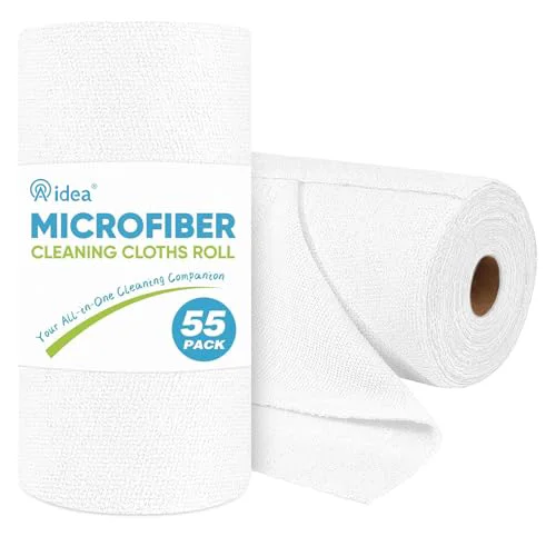 Smart White Microfiber Cleaning Cloth Roll 55 Count User-Friendly