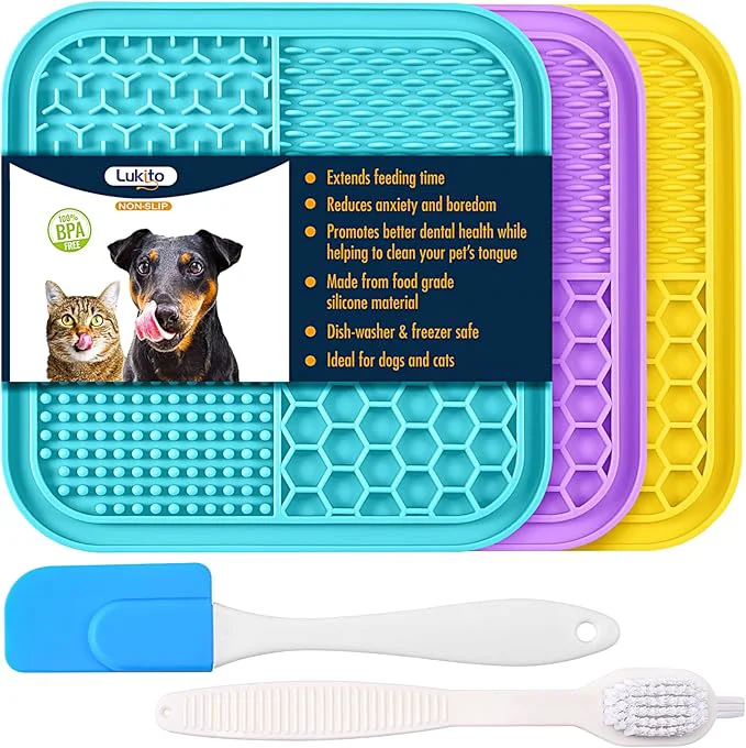 Trusted LUKITO 3PCS Lick Mat for Dogs and Cats Licking Mat with Suction Cups for Anxiety Relief Cat Peanut Butter Lick Pad for Boredom Reducer Dog Enrichment Toy Dog Lick Mat for Bathing GroomingAbout ThisOverview Premium Material