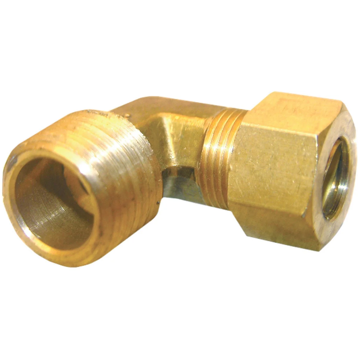 Natural Lasco 1 2 C x 1 2 In. MPT 90 Deg. Compression Brass Elbow 1 4 Bend Lightweight