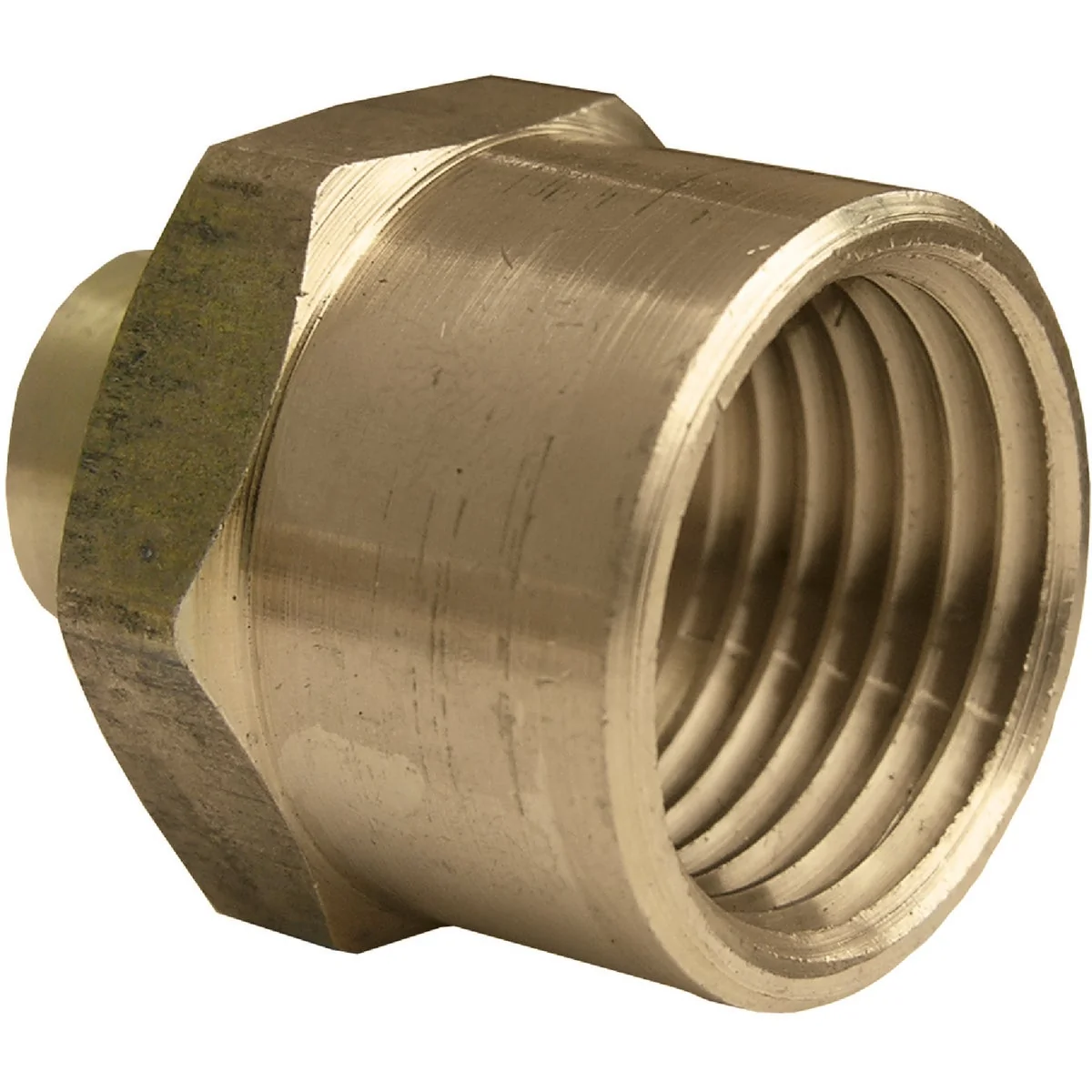 Traditional Lasco 1 2 In. FPT x 3 8 In. FPT Yellow Brass Reducing Coupling High-Grade