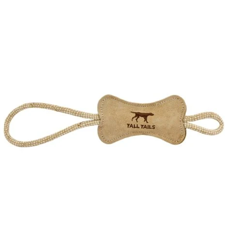 Long-Lasting TALL TAILS NATURAL NATURAL LEATHER WOOL BONE TUG DOG TOY SMALL Detailed