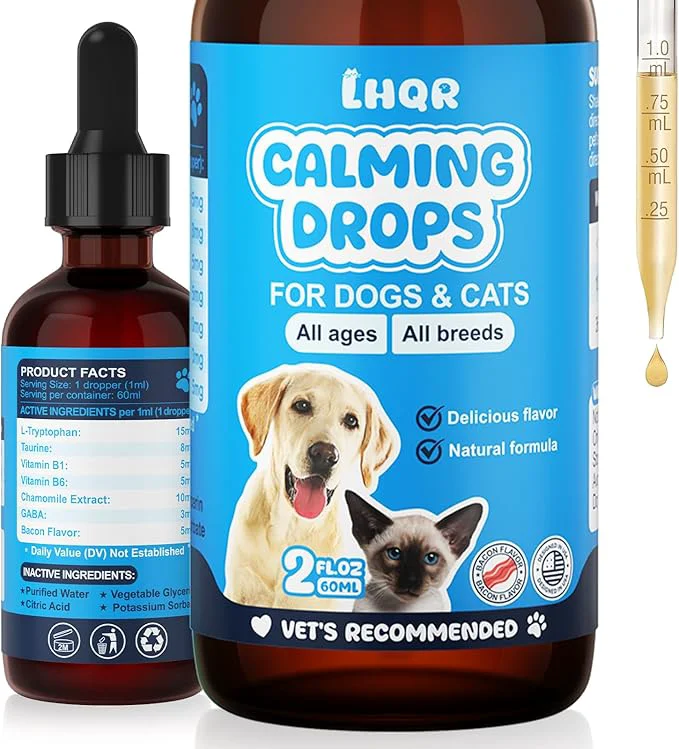 Smooth Cat Melatonin Natural Calming Liquid - 60ML Calming Drops for Dog for Anxiety Stress Relief - Separation Thunder Fireworks Support - Calming Pet Supplement for Small Large All BreedsAbout This Optimized