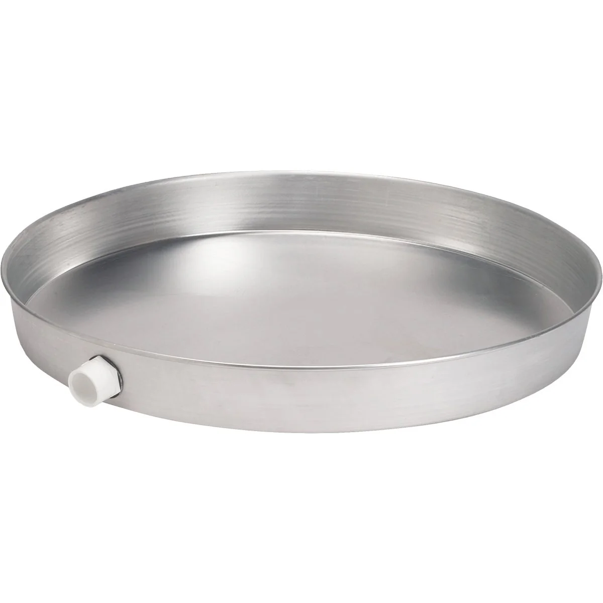 Reusable Oatey 28 In. Dia. Aluminum Water Heater Drain Pan with 1-1 2 In. PVC Fitting High-Performance
