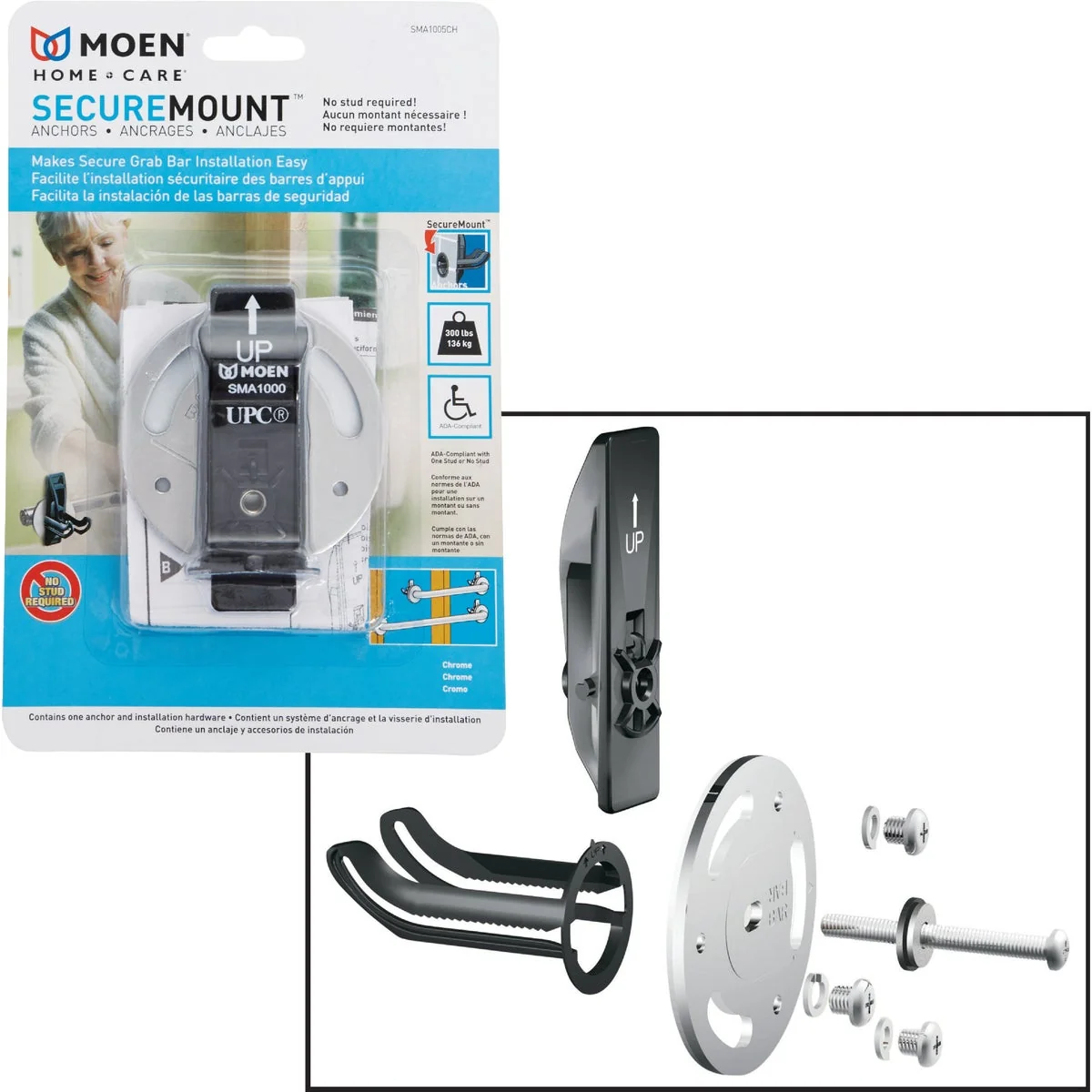 Environmentally Friendly Moen 300 lb. Stainless Steel Grab Bar Mounting Anchor Comfortable