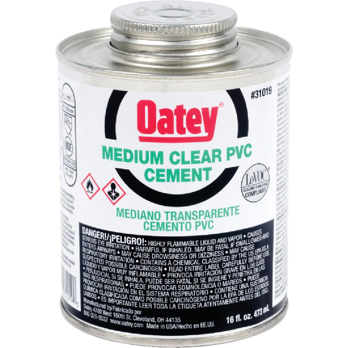 Contemporary Oatey 1 Pt. Medium Bodied Clear PVC Cement Long-Lasting