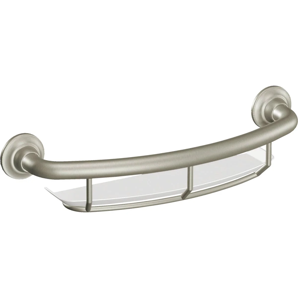 Powerful Moen Home Care 18.6 In. x 4.2 In. Concealed Screw Grab Bar with Integrated Shelf Detailed