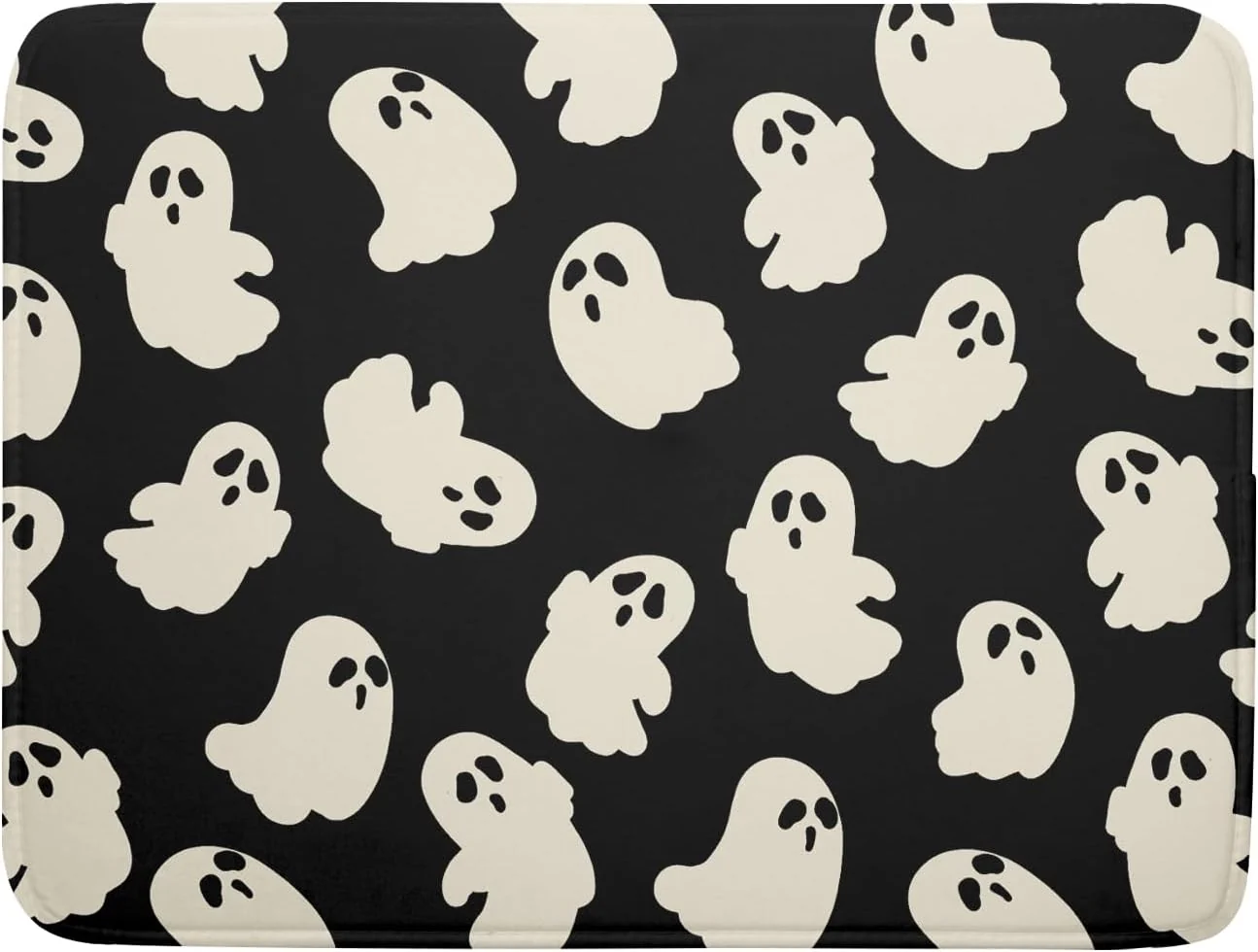 Reliable Halloween Ghost Dish Drying Mat 16X18 Inch Spooky Halloween Drying Mat for Kitchen Counter Black White Absorbent Microfiber Reversible Dishes Pad Dish Drainer Mat for Halloween Kitchen Accessories Fine Crafted