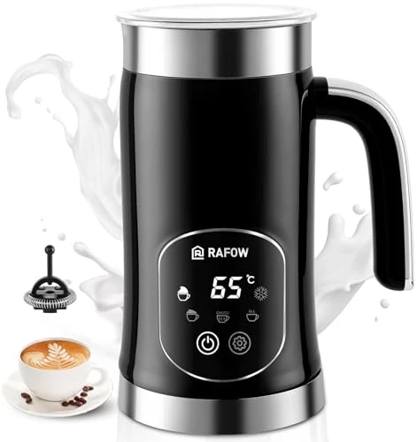Smart 5-in-1 Milk Frother and Steamer - Upgraded Automatic Milk Steamer 11.8oz Hot Cold Foam Maker and Milk Warmer with LED Display Touch Screen Two Whisks for Latte Cappuccinos Silent Working-110V Contemporary