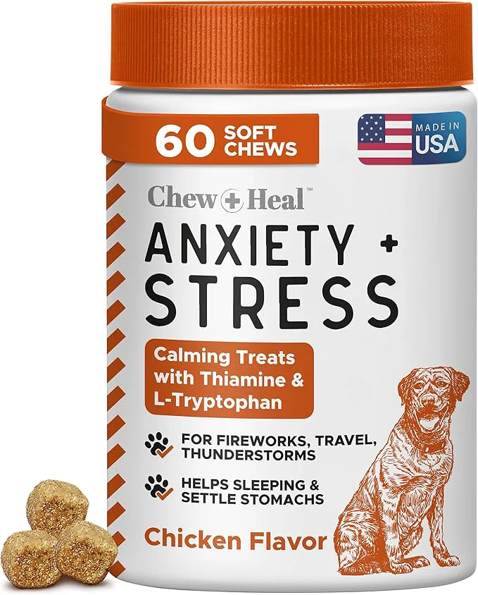 Modern Calming Chews for Dogs - 60 Anxiety Relief Treats for Fireworks Thunder and Storms - Natural Dog Calming Treats for Large and Small Breeds with Thiamine L-Tryptophan Ginger and MelatoninAbout ThisOverview Specialty