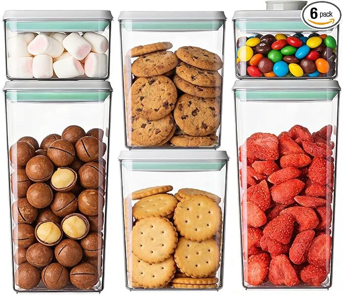 Easy-to-Use Airtight Food Storage Containers Set with One-Touch Lid 6-Piece Multi-Size Set 0.6 1.3 1.9Qt 2 Stackable Durable PET for Flour Ce Snacks Complete Pantry OrganizationAbout ThisOverview Eco-Friendly