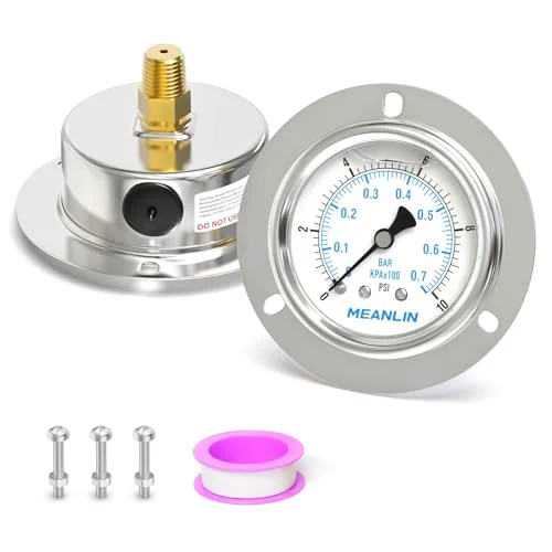 Comfortable 0 10Psi Liquid Filled Pressure Gauge Front Flange Panel Mount Durable