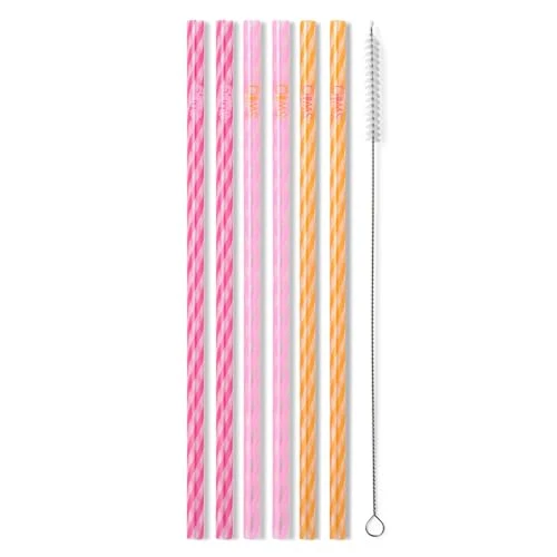 Soft Reusable Straw Set with Cleaning Brush 6 Count Casual