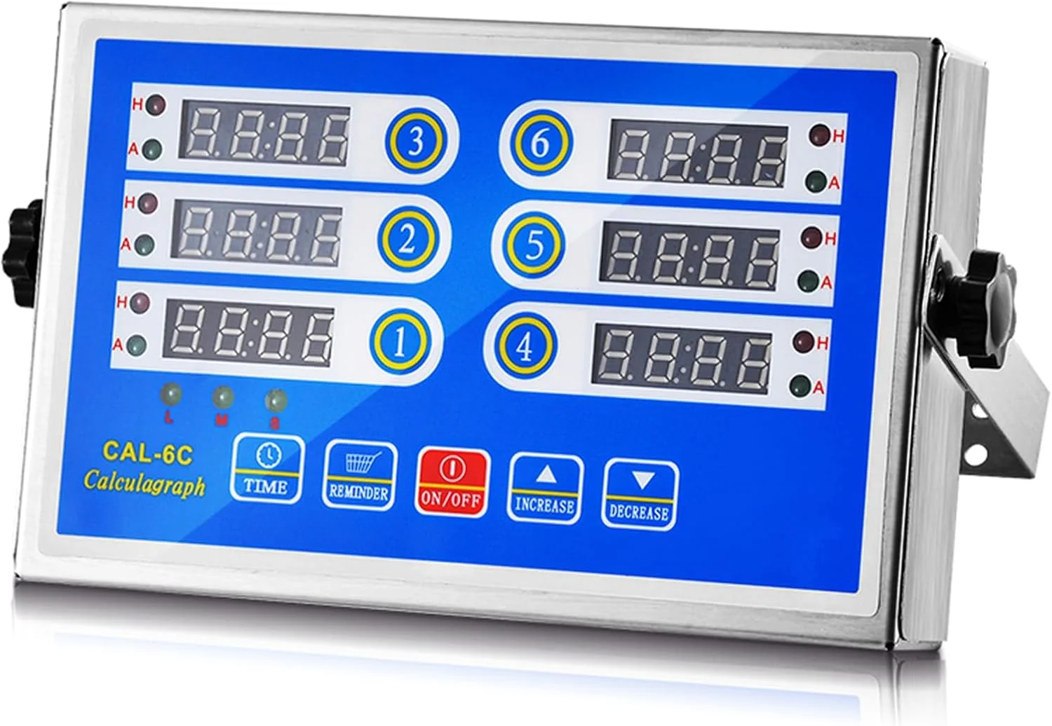 Eco-Friendly Commercial 6 Channel Kitchen Timer Cooking Countdown with Clear Display Loud Ring Alarm Reminder for Restaurant Multiple Events Unique