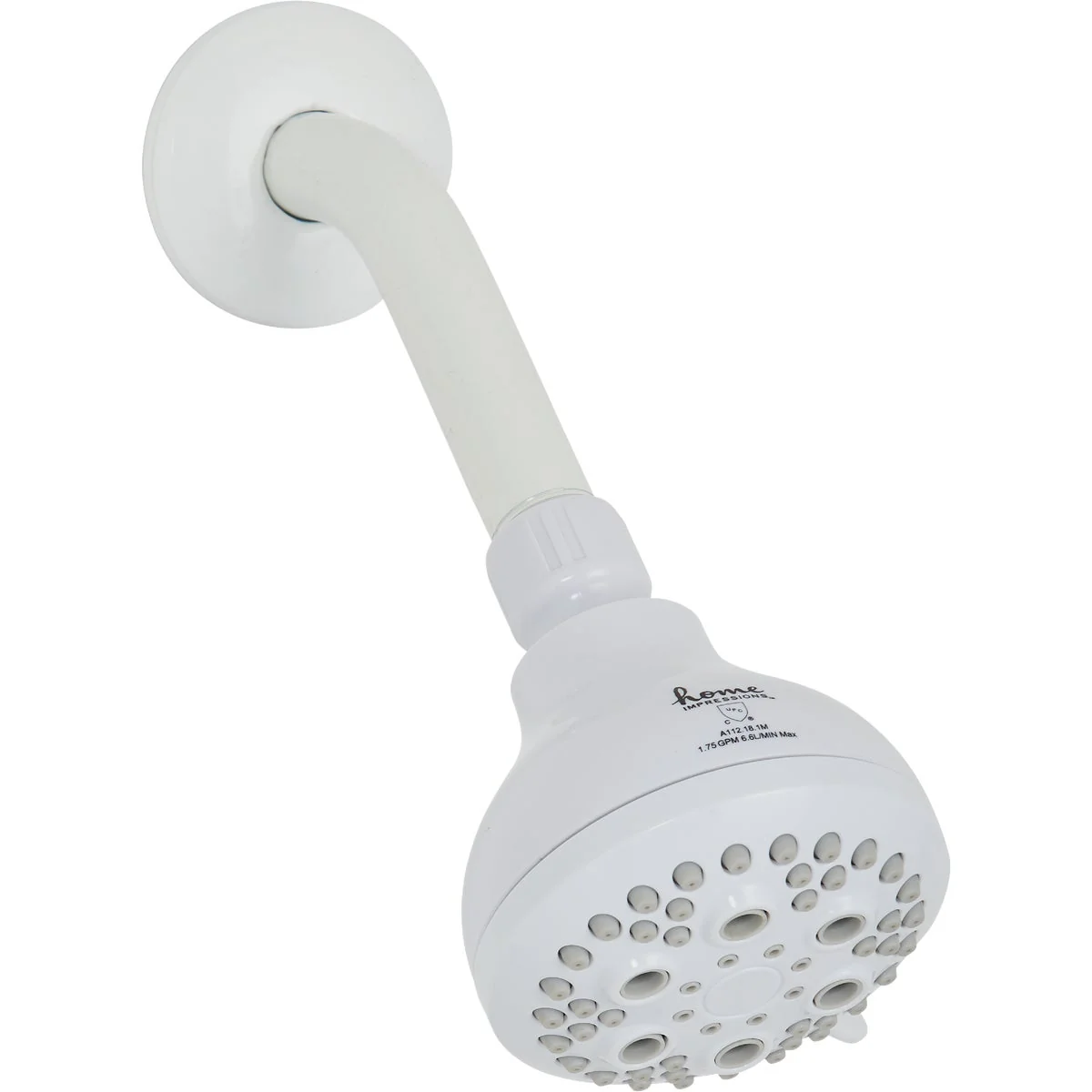 Authentic Home Impressions 5-Spray 1.8 GPM Fixed Showerhead White Certified