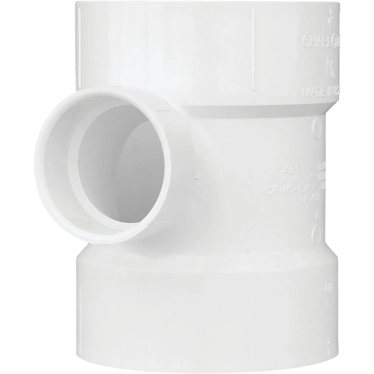 Stylish Charlotte Pipe 4 In. x 2 In. Reducing Sanitary PVC Tee Natural