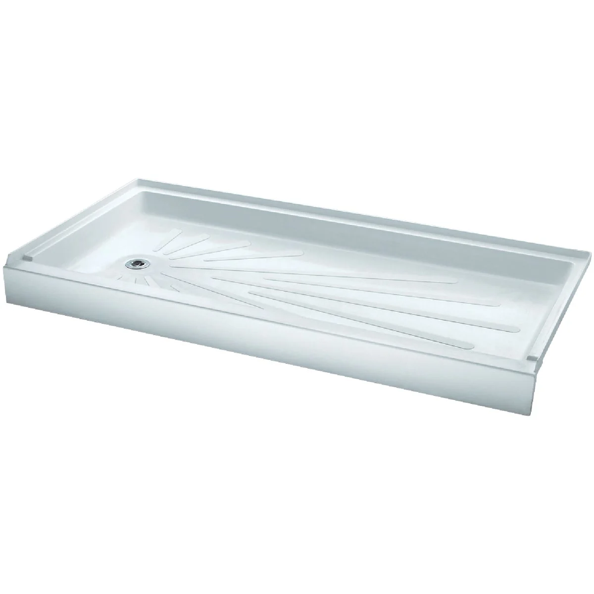 Modern Mustee CareGiver ShowerTub 60 In. W x 30 In. D Left Drain Shower Floor Base in White Next-Generation