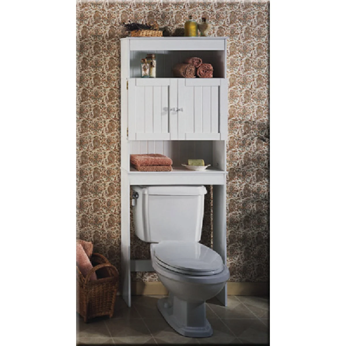 Functional Zenith Country Cottage White Over-the-Toilet Cabinet 2 Door 3 Shelf High-Quality
