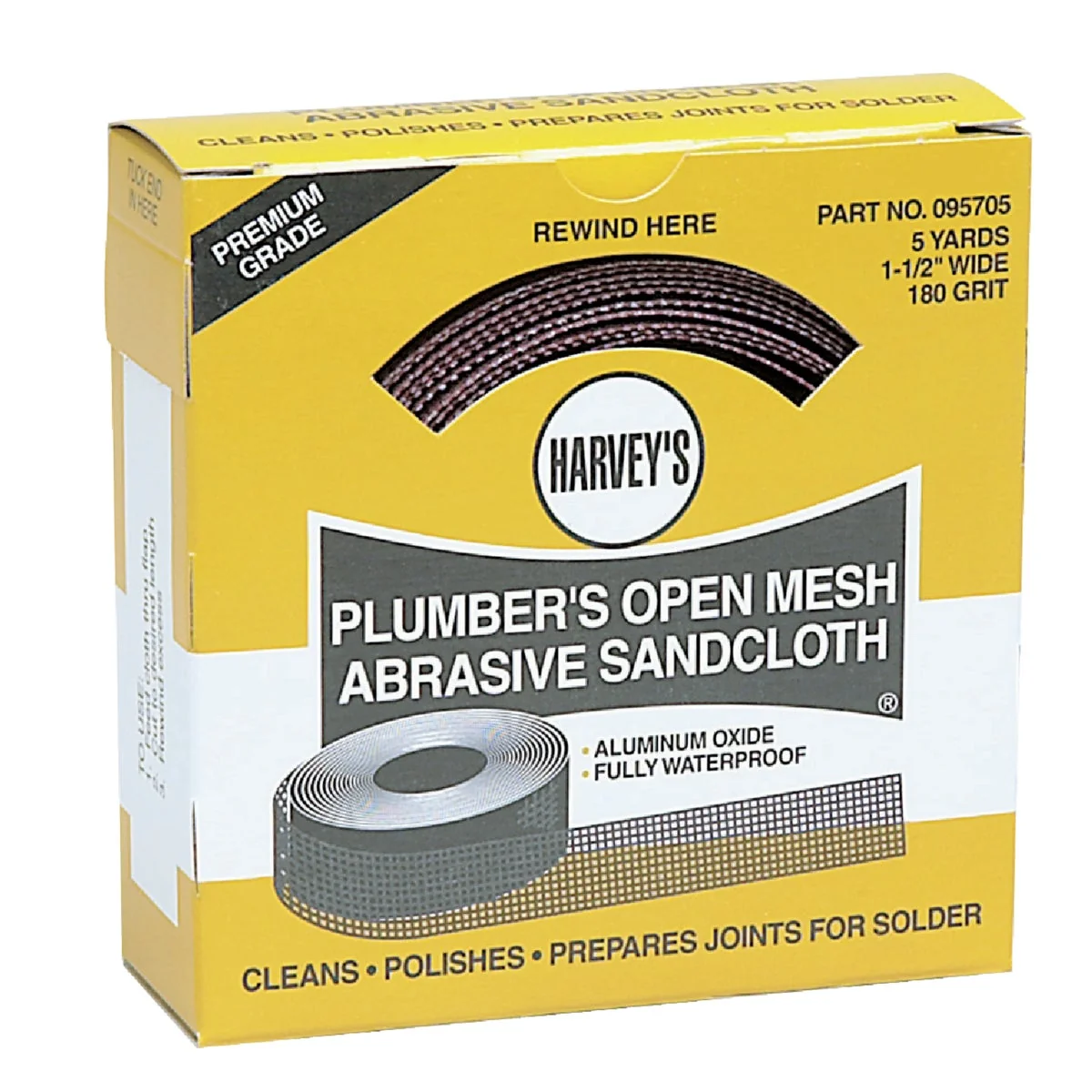 Specialty Harvey 1-1 2 In. x 6 Yd. 180-Grit Plumber's Open Mesh Abrasive Sand Cloth High-Grade