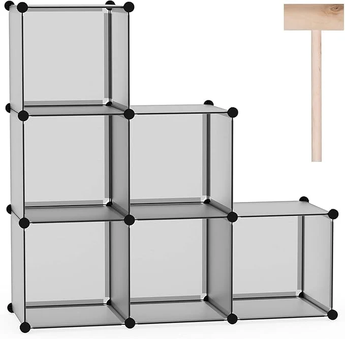 Effective C AHOME Cube Storage Organizer 6-Cube Shelves Units Closet Cabinet DIY Plastic Modular Book Shelf I for Bedroom Living Room Office 36.6 L x 12.4 W x 36.6 H Grey UPCS06GAbout ThisOverview Dependable