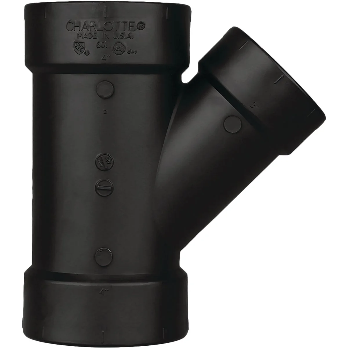 Functional Charlotte Pipe 2 x 2 x 1-1 2 In. Hub x Hub x Hub Reducing ABS Wye Official
