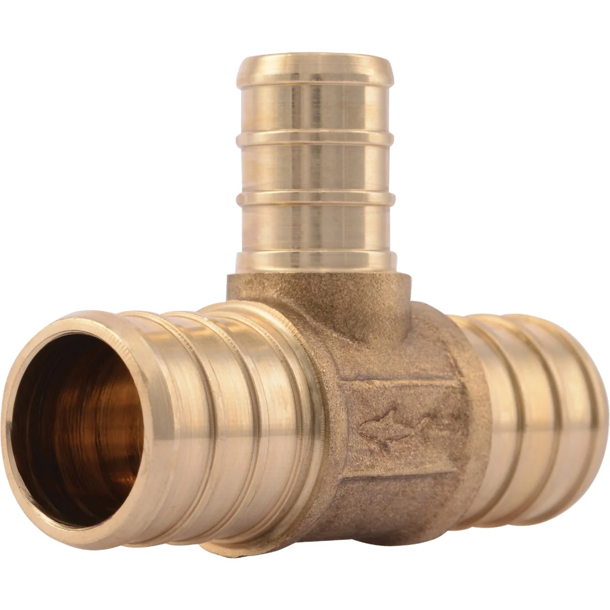 Authentic SharkBite 3 4 In. x 3 4 In. x 1 2 In. Barb Reducing Brass PEX Tee 10-Pack Organic