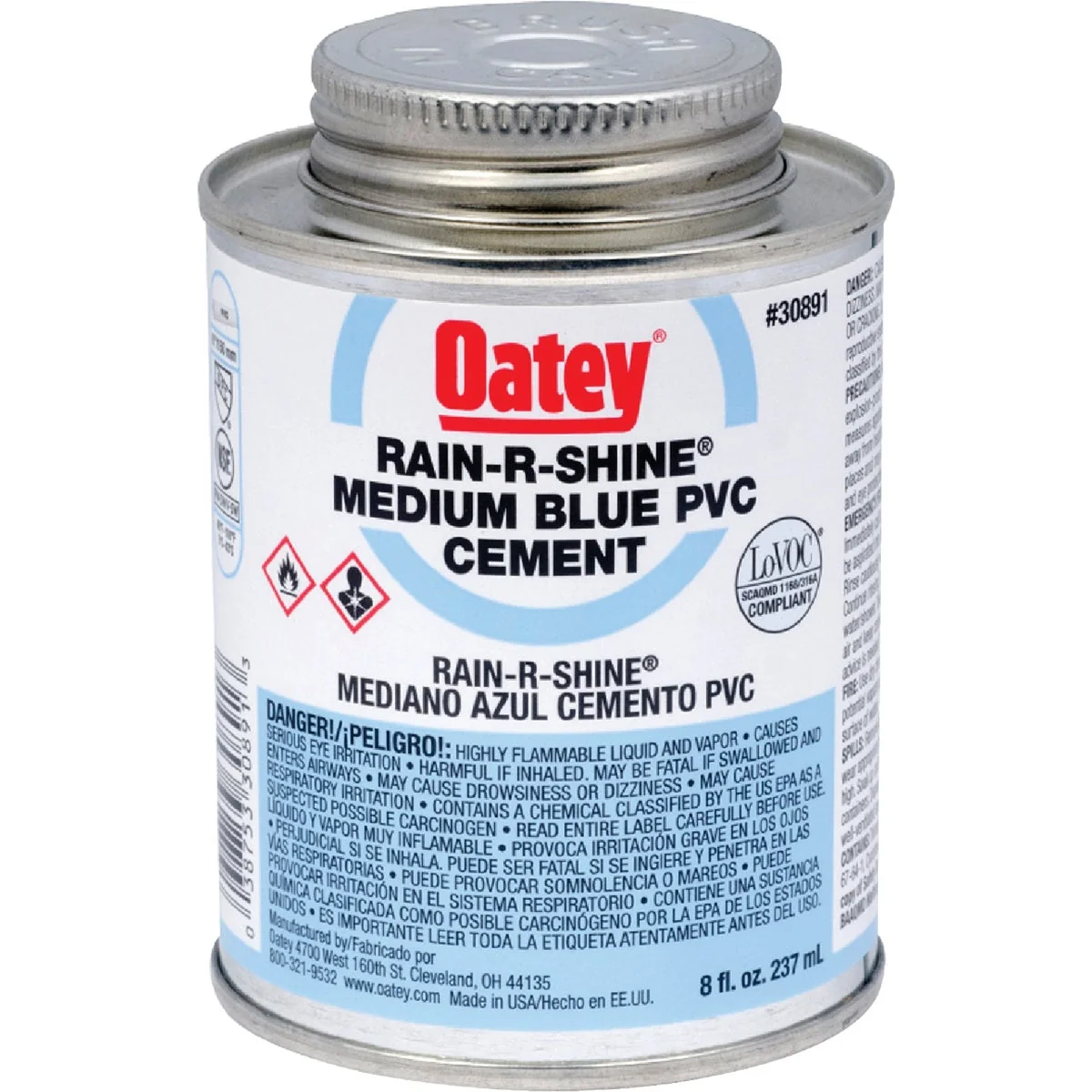 Fine Crafted Oatey Rain-R-Shine 8 Oz. Medium Bodied Blue PVC Cement Flexible