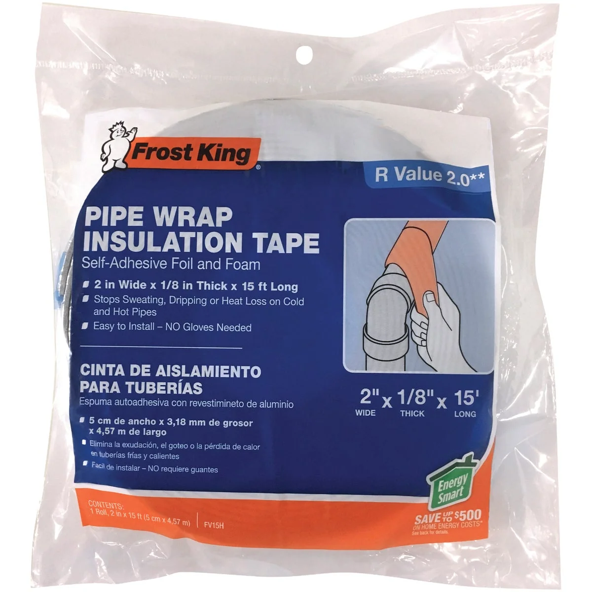 Dependable Frost King 1 8 In. x 2 x 15 Ft. In. Wall Self-Adhesive Foil and Foam Pipe Insulation Wrap Trusted