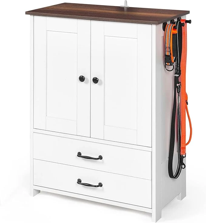Eco-Friendly Pet Feeding Station with Storage Cabinet - Dog Food Organizer with Pull-Out Drawers Adjustable Height Bowls 3 Hooks - 23.6 Pet Storage Cabinet for Dogs CatsAbout ThisOverview Next-Generation