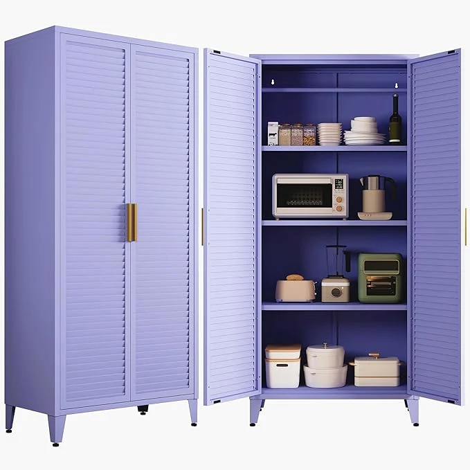 Consistent Pantry Cabinet with 3 Adjustable Shelves 4-Tier standing Kitchen Storage Organizer Multi-Function Storage Unit for Kitchen Living Room Home Purple 61 H X 27.6 W X 13.8 DAbout ThisOverview Dependable