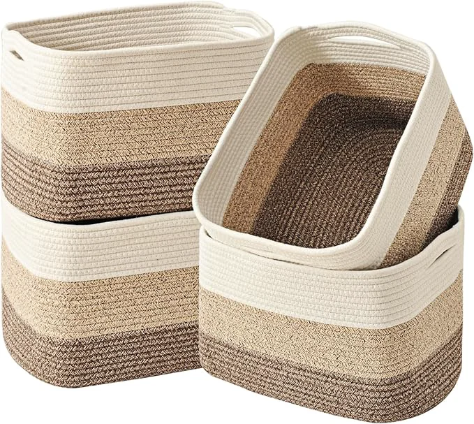 Pure Storage Baskets for Organizing Shelves Woven Cotton Rope Organization Bins for Dog Toys Clothes Books Nursery Organizer 15 Lx11 Wx9.5 H 4 Packs Gradient BrownAbout ThisOverview Exclusive