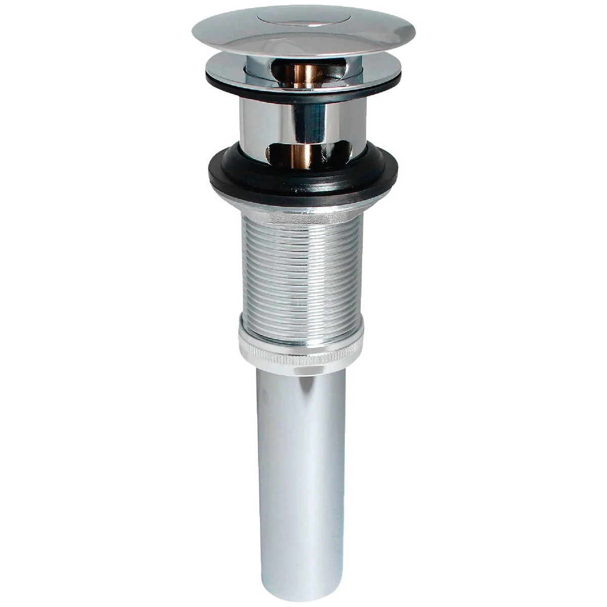 Enhanced Keeney 1-1 4 In. Chrome-Plated Brass Universal Push Button Bathroom Sink Drain with Overflow Long-Lasting