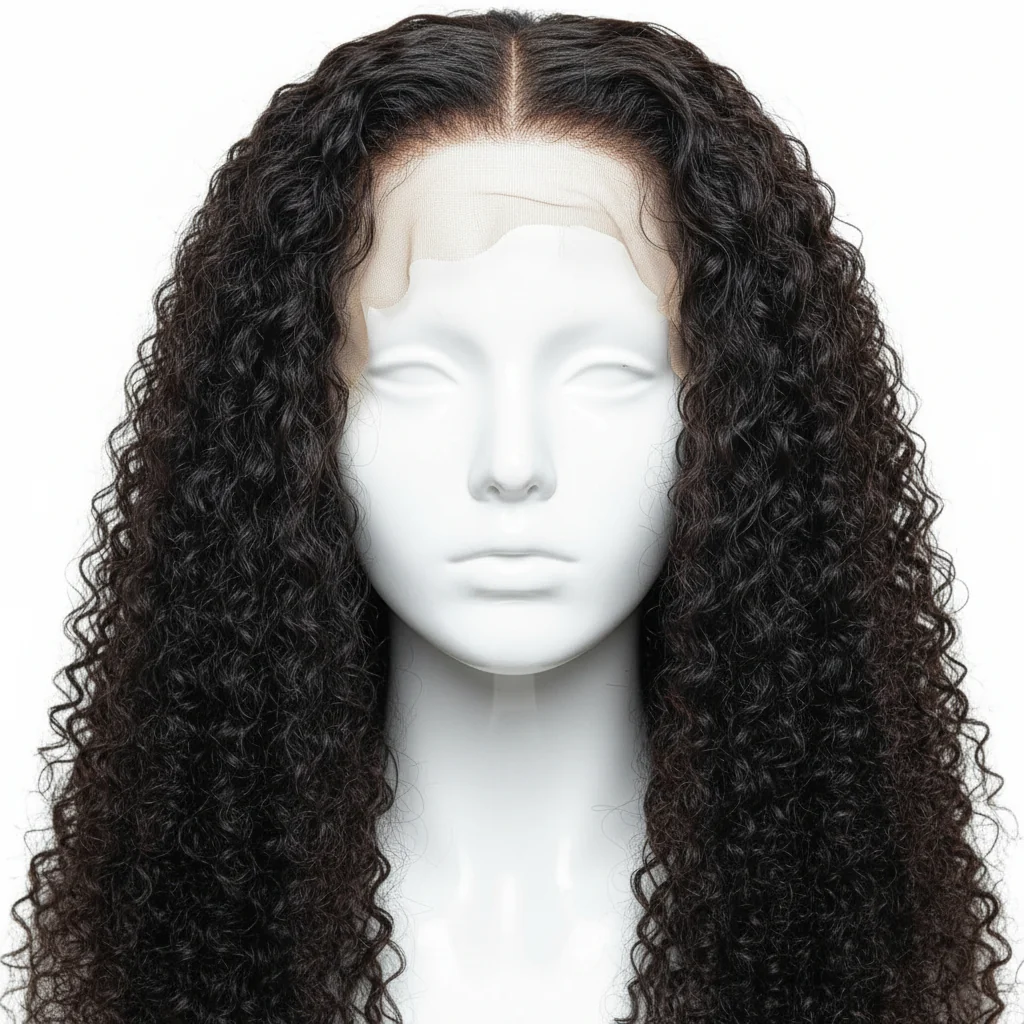 Recyclable Brazilian Kinky Curly Lace Front Wig 9A Natural Color Flexible