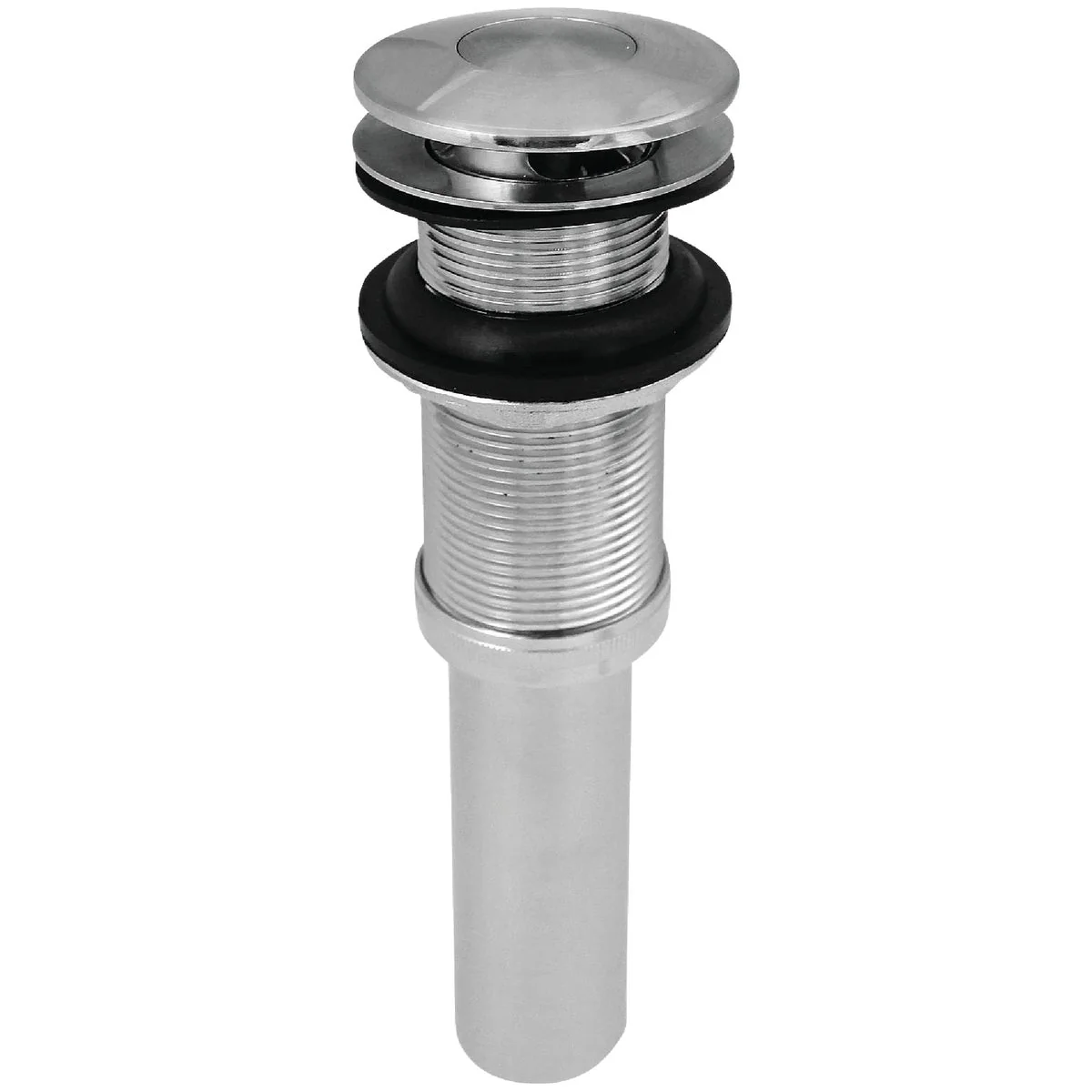 Effective Keeney 1-1 4 In. Chrome-Plated Brass Universal Push Button Bathroom Sink Drain without Overflow Relaxed