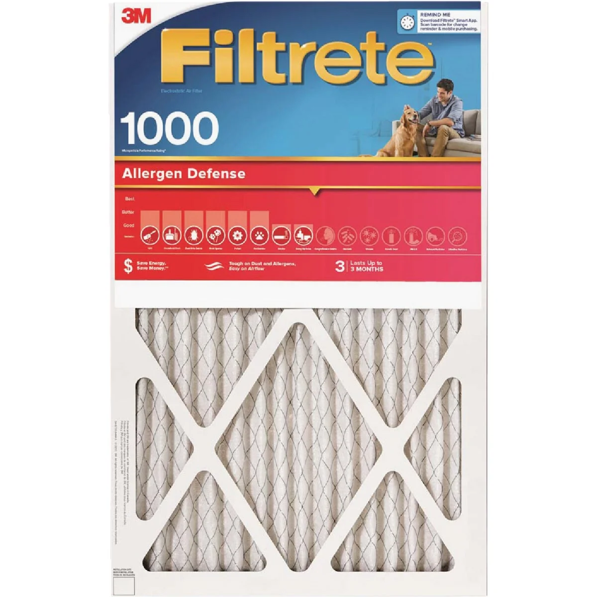 Modern 3M Filtrete 10 In. x 20 In. x 1 In. Allergen Defense 1000 1085 MPR Furnace Filter Verified