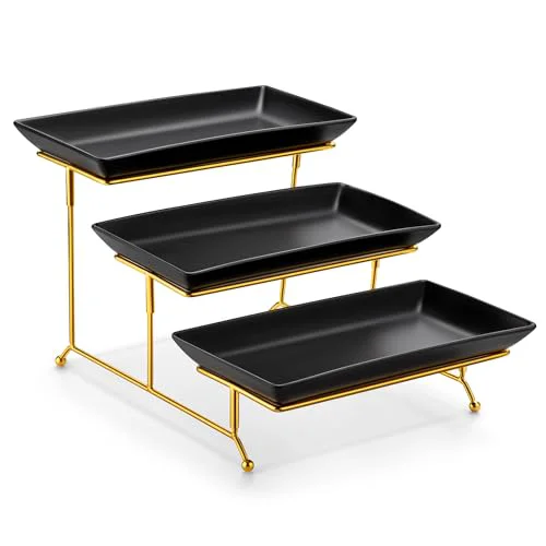 Detailed 3 Tier Serving Trays for Party 3 Count Enhanced