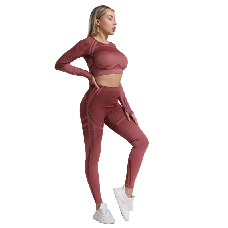 Functional Women Tight Sports Gym Outfit With Striped Pattern Nylon Blend For Running And Fitness Outstanding